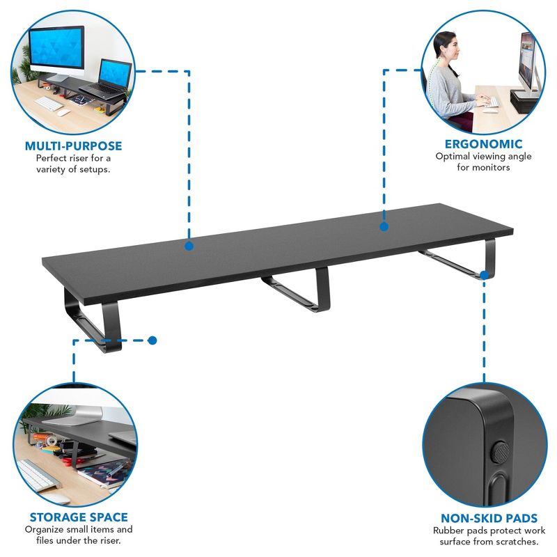 Mount-It! Extra Long Monitor Desk Riser, Desktop Organizer for Double Computer Screens, Laptops, Desktops, TVs, 39 Inches Extra Wide, 44 Lbs. Capacity, 6 of 10