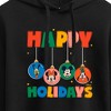 Women's - Disney - Happy Holidays Ornament Heads Cropped Graphic Hoodie - 2 of 3