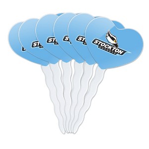 Stockton University Primary Logo Heart Love Cupcake Picks Toppers Decoration Set of 6 - 1 of 4