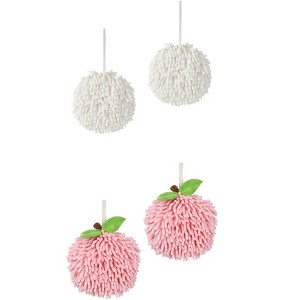 REGALWOVEN Soft Absorbent Fluffy Chenille Ball Bathroom Hand Towels with Wall Hook 4 Pack - 1 of 4