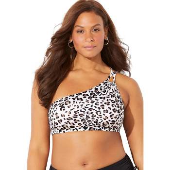 Swimsuits For All Women's Plus Size Tie Front Cup Sized Cap Sleeve  Underwire Bikini Top : Target