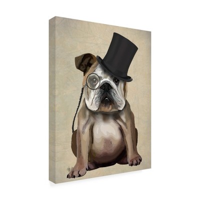 Trademark Fine Art -Fab Funky 'English Bulldog, Formal Hound And Hat' Canvas Art