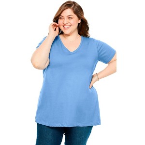 Woman Within Perfect Short-Sleeve V-Neck Tee - 1 of 4
