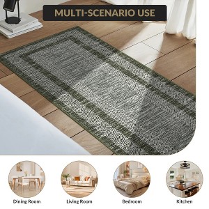 Modern Geometric Bordered Area Rug Non Slip Non Shedding Rug Soft Low Pile Floor Carpet Washable Thin Rug, Contemporary Distressed Rug - 1 of 4