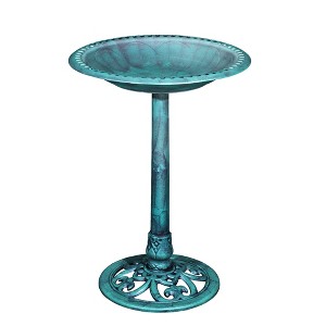 VECELO 28 in. Pedestal Outdoor Bird Bath with Solar Powered Fountain for Outside, Vintage Bronze Polyresin Lightweight, Yard/Garden Decoration - 1 of 4