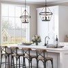 LNC Mocha Farmhouse Wagon Wheel Small Tiered Chandelier, Matte Black with Hemp Rope,16in/17.5in - 2 of 4