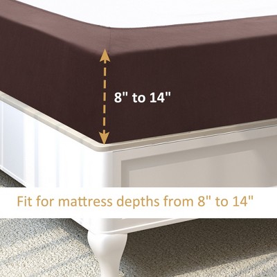 PiccoCasa Box Spring Cover Stretchy Fabric Wrap Around 4 Sides Bed Skirt Wrinkle Free for Home Brown Queen