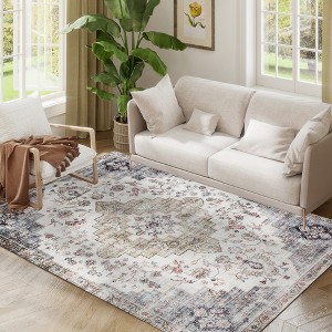 HOMCOM Area Rug, Vintage Machine Washable Rug, Non-Slip Floor Carpet for Living Room, Bedroom, Dining Room, Home Office - 1 of 4