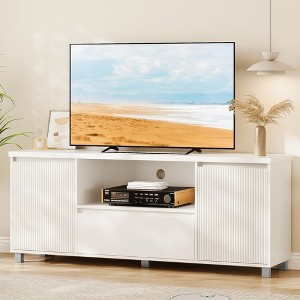 Fluted TV Stand for 65 Inch TV, Entertainment Center with Storage Drawer and Open Shelf - 1 of 4