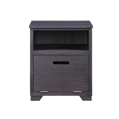Antique Black 24" Pine Wood End Table with Storage