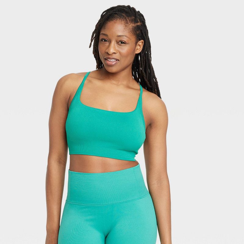 Women's Seamless Light Support Rib Sports Bra - All In Motion™, 3 of 6