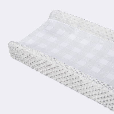 Image of Wipeable Changing Pad Cover with Plush Sides Checkered - Cloud Island™ Gray
