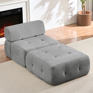 Mjkone Velvet Single Sofa, 1-Seater Modular Sofa Couch with Rivet Trim for Living Room - 1 of 4