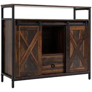 HOMCOM Industrial Sideboard, Buffet Cabinet with Doors, Storage Cabinets, Racks, Drawer, Adjustable Shelves for Living Room, Kitchen, Home Bar, Brown - 1 of 4