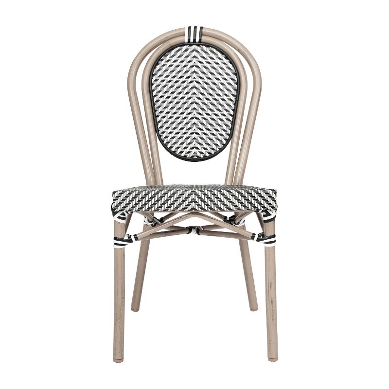 Flash Furniture Marseille Indoor/Outdoor Commercial Thonet French Bistro Stacking Chair, Textilene and Bamboo Print Aluminum Frame, 5 of 15