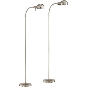 360 Lighting Ridley Modern 61" Tall Standing Floor Lamps Set of 2 Lights Gooseneck Adjustable Silver Metal Satin Nickel Finish Living Room Bedroom - 1 of 4