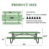 COWLOWN Green 96" Rectangular Picnic Table with Expanded Metal Top Stable, Perfect for Picnics and Events - 4 of 4
