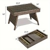 MOEPISY 1pc patio folding wicker side table for poolside garden lawn - 4 of 4