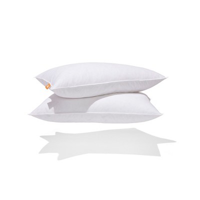 White Queen Size Goose Feather Firm Support Hypoallergenic Pillow Set