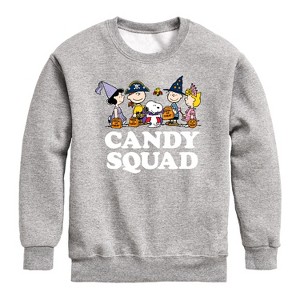 Boys' - Peanuts - Candy Squad Graphic Long Sleeve Fleece Sweatshirt - 1 of 4