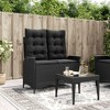 vidaXL Garden Bench Adjustable with Cushion Black Poly Rattan - 2 of 4