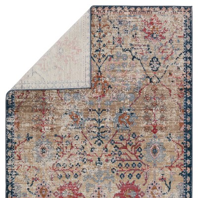 Elva Blue and Beige Rectangular Reversible Area Rug