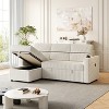 VYNXARIA 85 Inches Corduroy Sofa Bed,3 Seater Sleeper Sofa with Storage Chaise,Pull Out Couch£¬BEIGE - 3 of 4