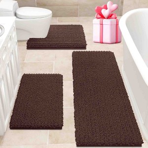 BAGOKIE 3 Piece Chenille Bathroom Rug Set - 1 of 4