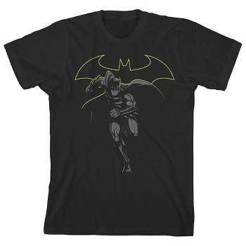 Batman Monochromatic Art Black T-Shirt Toddler Boy to Youth Boy