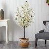 Nearly Natural 5-ft Artificial Bougainvillea Tree with Handmade Jute & Cotton Basket with Tassels, White - image 3 of 4