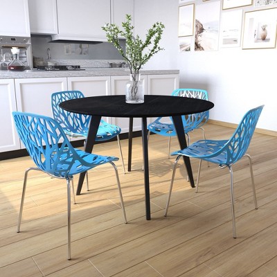Asbury Chromed Metal Cut-Out Blue Side Chair