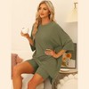 cheibear Women's Knit Loose Fit T-Shirt with Biker Shorts Lounge Sleepwear Pajama Sets - 2 of 4