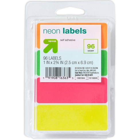 96ct 1"x2.75" Permanent Labels Neon - up & up™ - image 1 of 3
