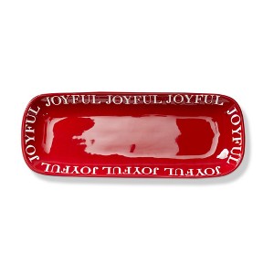 Tag Christmas Joyful Ceramic Serving Platter and Tray Dishwasher Safe 15.5 x 6 x 1.45 Inches Perfect for Entertaining - 1 of 1