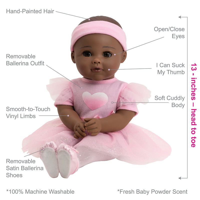Adora Enchanting Baby Ballerina Collection, 13-inch Baby Doll Set with Pink Dress - Juliet, 4 of 11