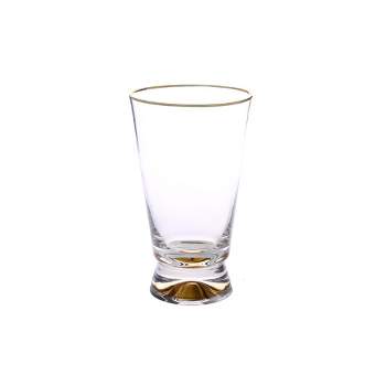 Classic Touch Set Of 6 Tumblers With Gold Base And Rim - 3.5"D