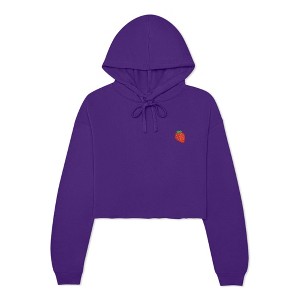 Dalix Strawberry Embroidered Fleece Cropped Hoodie Cold Fall Winter Women - 1 of 4