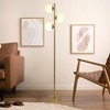 VYNXARIA 64"H Brilliance Modern Gold Brush Floor Lamp, Opal Glass Shades and Round Metal Base - 2 of 4