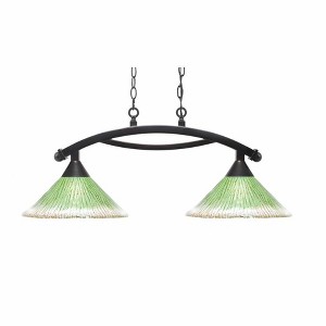 Toltec Lighting Bow 2 - Light Island Pendant Light in  Black Copper with 12" Kiwi Green Crystal Shade - 1 of 1