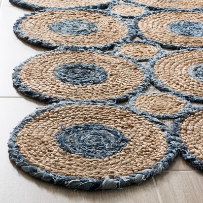 Cape Cod Blue and Natural Geometric Jute Area Rug 6' x 9'