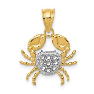 Black Bow Jewelry 14k Yellow Gold and White Rhodium Diamond Cut Crab Pendant - 1 of 4