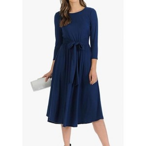 Women's A-Line Midi Dress with Waist Tie Formal Casual Dress Brown XL :  Target