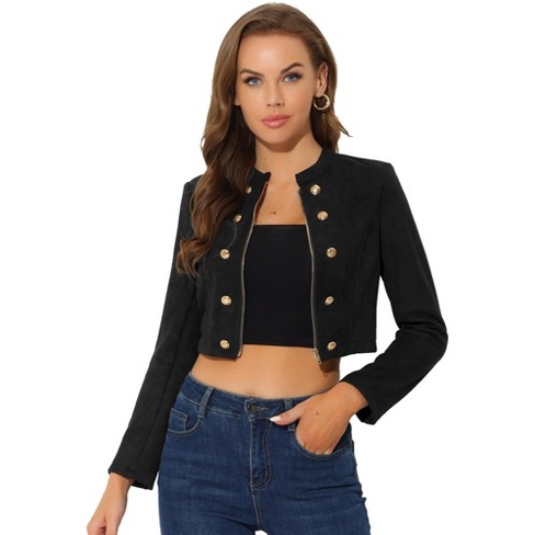 Black suede cropped outlet jacket