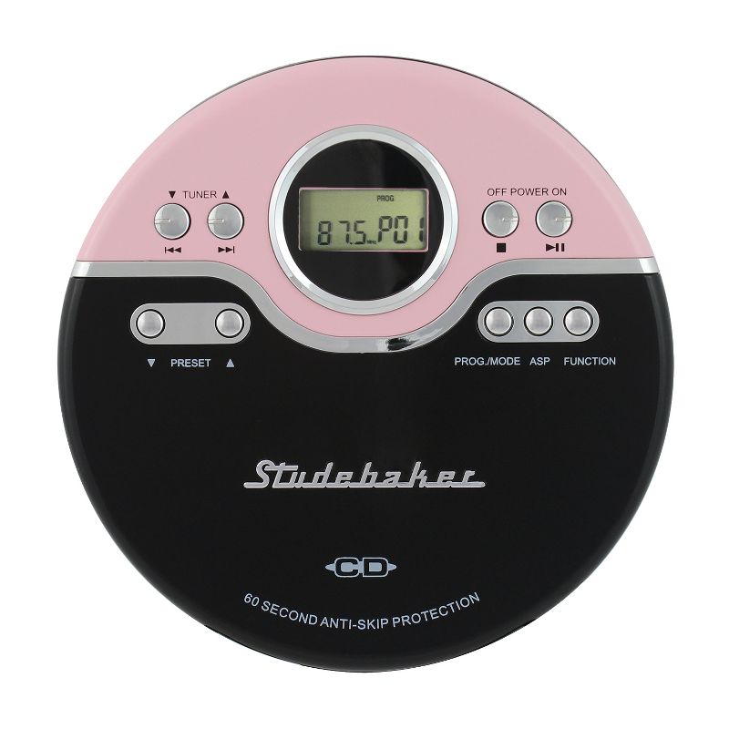 Studebaker Personal CD Player with FM Radio, 60 Second ASP and Earbuds (SB3703), 1 of 6