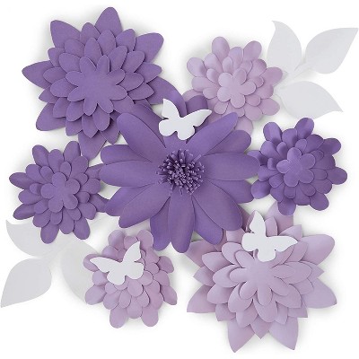 12-Piece Purple 3D Paper Flower Decoration for Wedding Party Backdrop Baby Shower Bridal Shower Wall Decor 5.9"