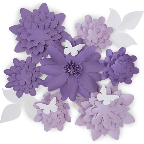 12 Piece Purple 3d Paper Flower Decoration For Wedding Party Backdrop Baby Shower Bridal Shower Wall Decor 5 9 Target