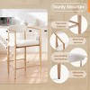 Boucle Dining Arm Barstools Set of 4,with Wood Grain Metal Legs for Kitchen, Living Room, Restaurant, Cafe - Morden Fort - 2 of 4