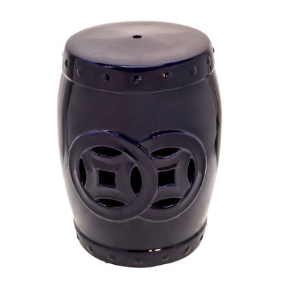  Ceramic Patio Garden Stool Blue - Sagebrook Home 