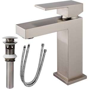 Gulches Modern Square Bathroom Faucet, Single Handle, Solid Brass, Brushed Nickel, 1.2 GPM - 1 of 4