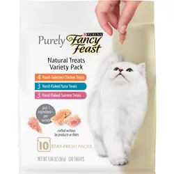Purina Fancy Feast Purely Chicken, Tuna & Salmon Meaty Cat Treats - 1.06oz/10ct Variety Pack